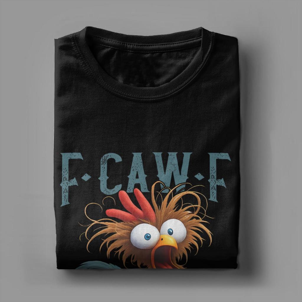 F-Caw-F Funny Chicken Humor Men's T Shirt Quote Rooster Meme Awesome Tee Shirt Short Sleeve Crewneck T-Shirts Cotton Adult Tops
