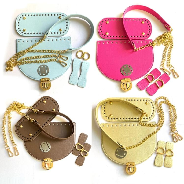 Leather Bag Making Kits DIY Leather Bag Knitting Set Shoulder Strap Top Zipper Lock for Crochet Handbag Shoulder Bags