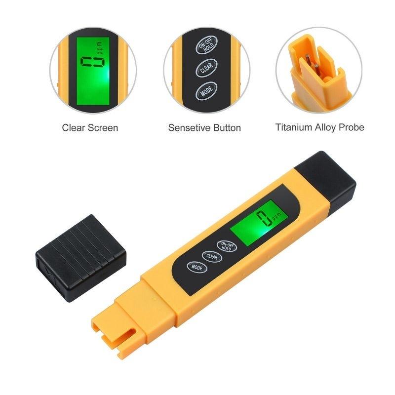 3 in 1 Intelligente Hintergrundbeleuchtung Multifunktionaler Wasserqualitätsprüfgerät-Erkennungsstift