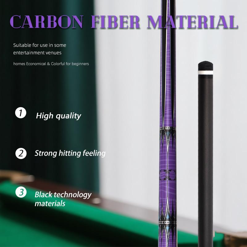 OKHEALING Carbon Fiber Pool Cue Black Technology Billiard Cue Sticks 11.8mm Tip Radial Pin Joint 147cm/58inch Length 19oz Weight, Purple