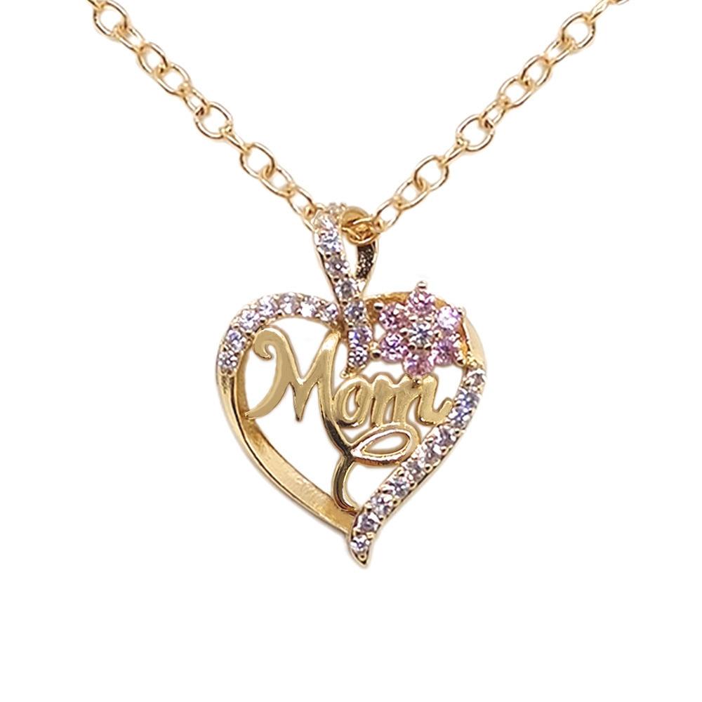 

Cute Romantic Gold Color Crystal Flower Heart Letter MOM Pendant Necklaces for Women Charm Fashion Mother s Day Jewelry Gift золотой
