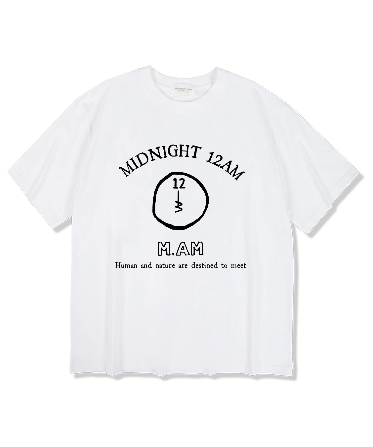 Midnight 12 Am 12M.Am Logo Short Sleeve T-Shirt White L