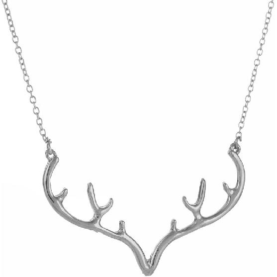 

Stainless Steel Christmas Deer Head and Antlers Charm Necklace for Women Jewelry antler silver 1