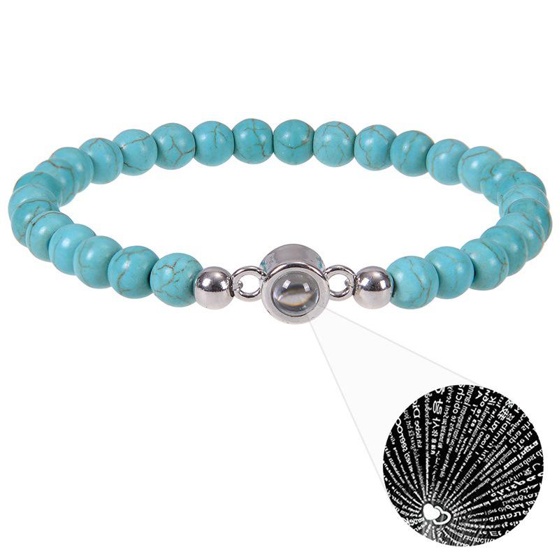 6mm Natural Tiger Eye & Zebra Stone 100 Languages Projection Couple Bracelet