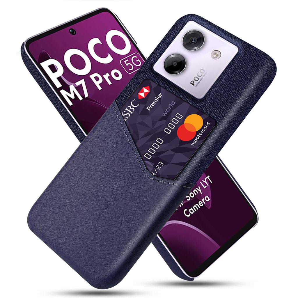 For Xiaomi Poco M7 Pro 5G Case PU Leather Cloth Texture Hard PC Phone Cover with Card Holder