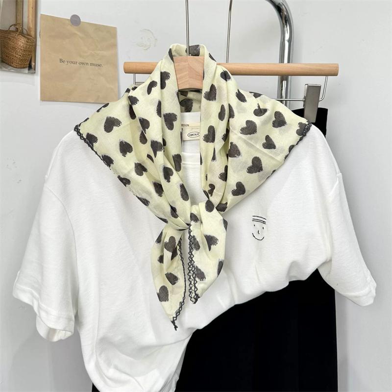 Vintage Square Floral Scarf Small Shawl Headscarf Korean Style Neck Protection Scarf