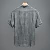 Men's Linen Blend Henley Shirt Short Sleeve Stand Collar Casual Top