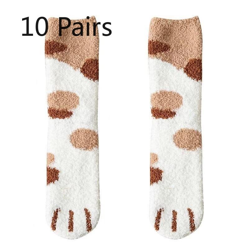 

10 Pairs of Female Autumn and Winter Thickened Warm Non Slip Sweat Absorption Floor Tube Socks 10 Pairs
