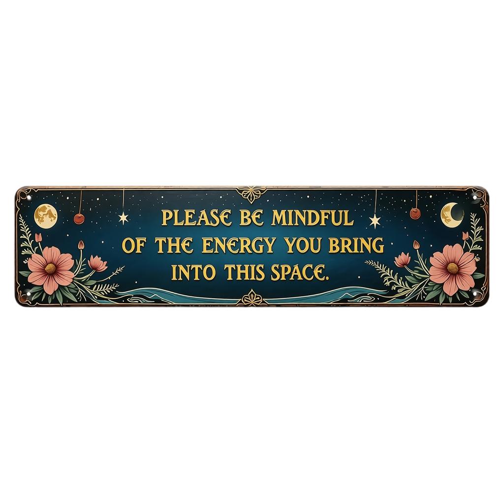 Holz Wandkunst im Vintage-Stil Inspirierendes Schild Bitte achten Sie auf die Energie, die Sie in diesen Raum bringen Dekorative Wanddekoration für Zuhause und Büro