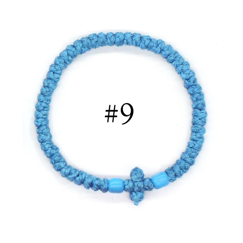 Eastern Orthodox Adjustable Prayer Rope, Hand Knotted Cord Bracelet With Geometric Cross Decor Unisex Multiple Color Options