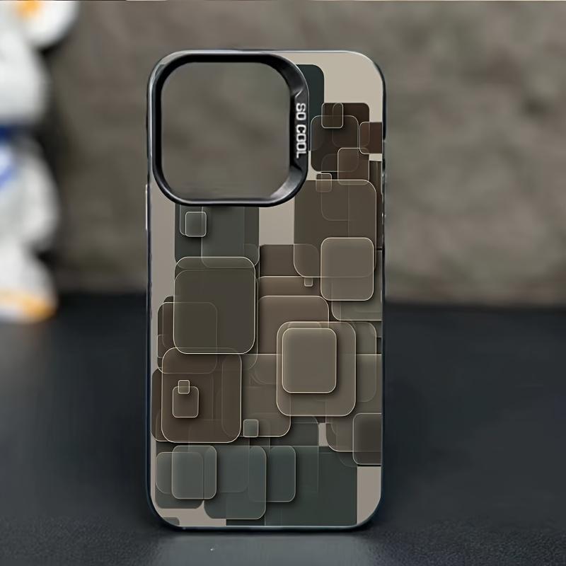 New geometric overlay pattern phone case for iPhone 16 15 14 13 12 11 Pro/ Max/Plus shock-proof rear cover anti-fingerprint