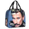 Sac à lunch isotherme personnalisé Johnny Hallyday pour femmes Étanche Chanteur de Rock Français Refroidisseur Thermique Boîte Bento Plage Camping Voyage