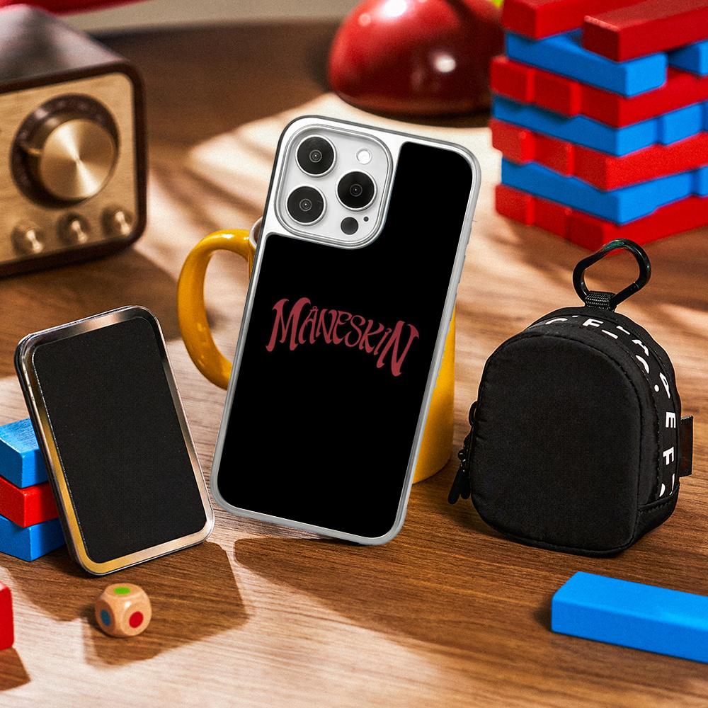 ManeS-skinS Hip Hop Band Poster Phone Case for iPhone 16 15 14 13 12 11 Pro Max Sheepskin Silver-edged Protective Case