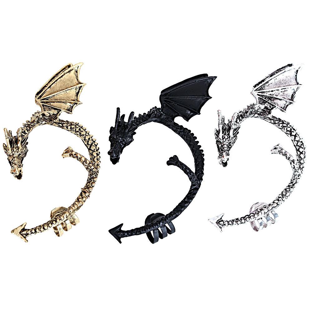 Dragon Punk Ear Cuffs With Alloy Electroplated Finish For Unisex Gothic Style