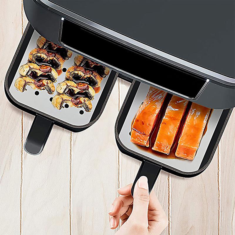 100Pcs Air Fryer Paper Disposable Non-Stick Kitchen Baking Oil-Proof Paper Micro-Wave Barbecue Oven Fryer Papers Steamer Paper
