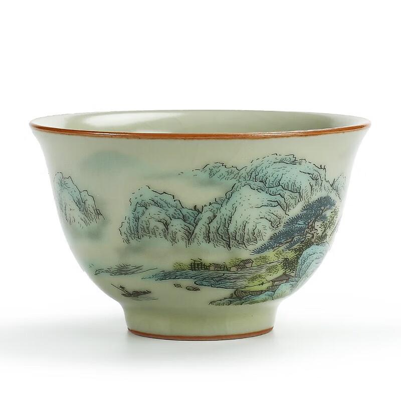 Gold Inlaid Jade Ru Ware Style Master Tea Cup, 110ml