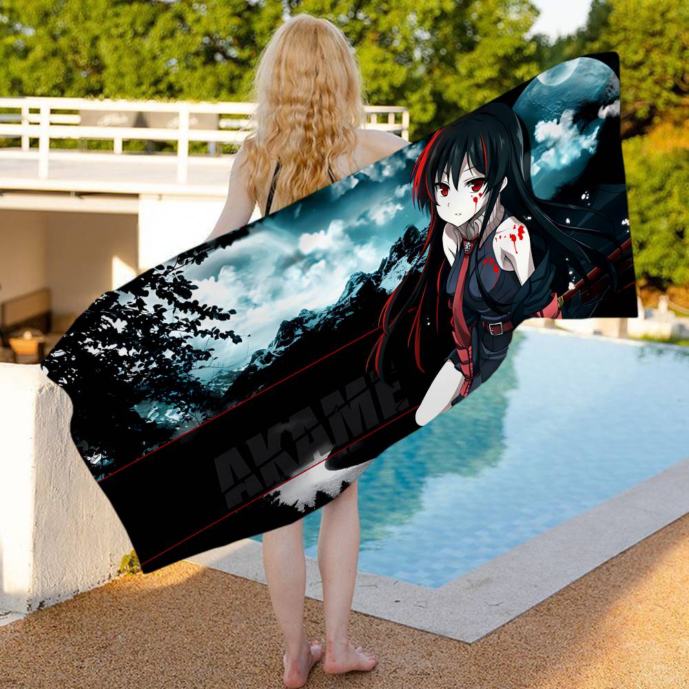 Akame Ga KILLS Anime Microfiber Blanket Quick Drying Beach Towels Oversized Printing Super Absorbent Pool Towel Blanket