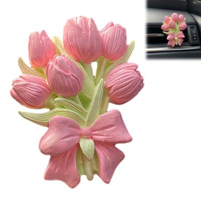 Decorative Floral Air Vent Clip Cute Tulip/Butterfly Car Air Conditioner Outlet Clip Charm for Auto Interior Accessories