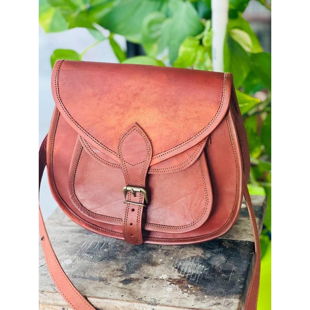 Dámská kožená crossbody kabelka z kozí kůže Nové messenger kabelky Hnědá taška