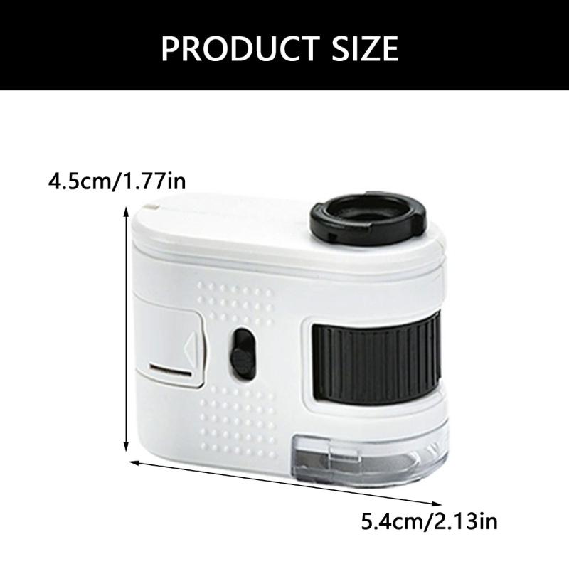 Portable 100X Magnification Mini Microscope for Smartphones with LED Illuminatiing and Clip On Design Jewels Magnifier