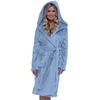 Women's Solid Color Long Sleeved Plush Bathrobe With Belt