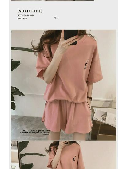 Damen Sommer 2025 Modisches Lockeres Kurzarm-Shorts Zweiteiliges Set für Freizeit, Laufen und Studentenbekleidung