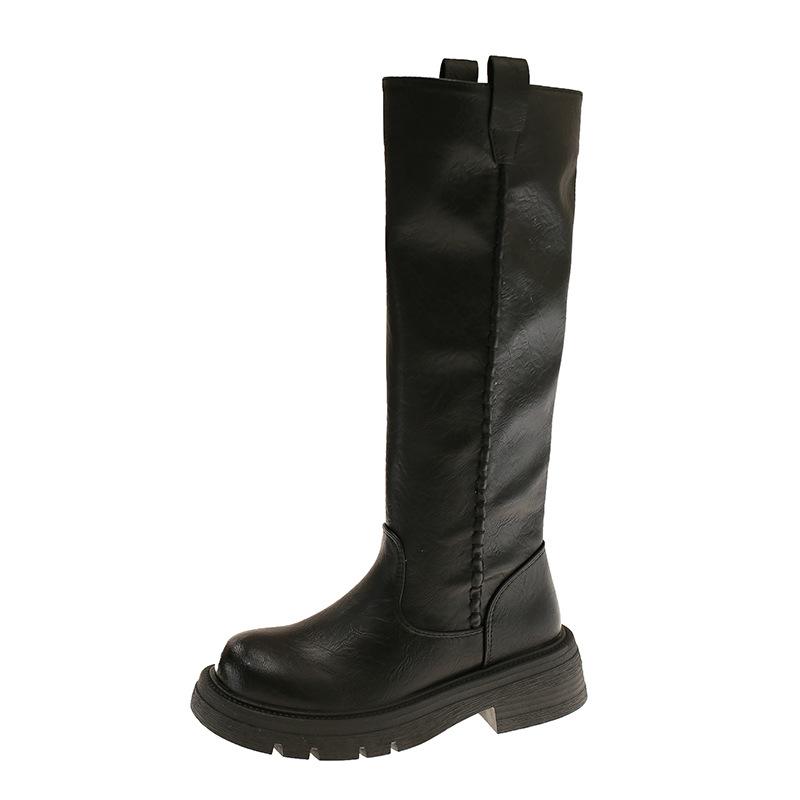 Thick-soled Boots Children's Autumn and Winter 25 New Autumn and Winter Heightened Thick Heel Martin Boots Tall Knight Chelsea Women's Boots