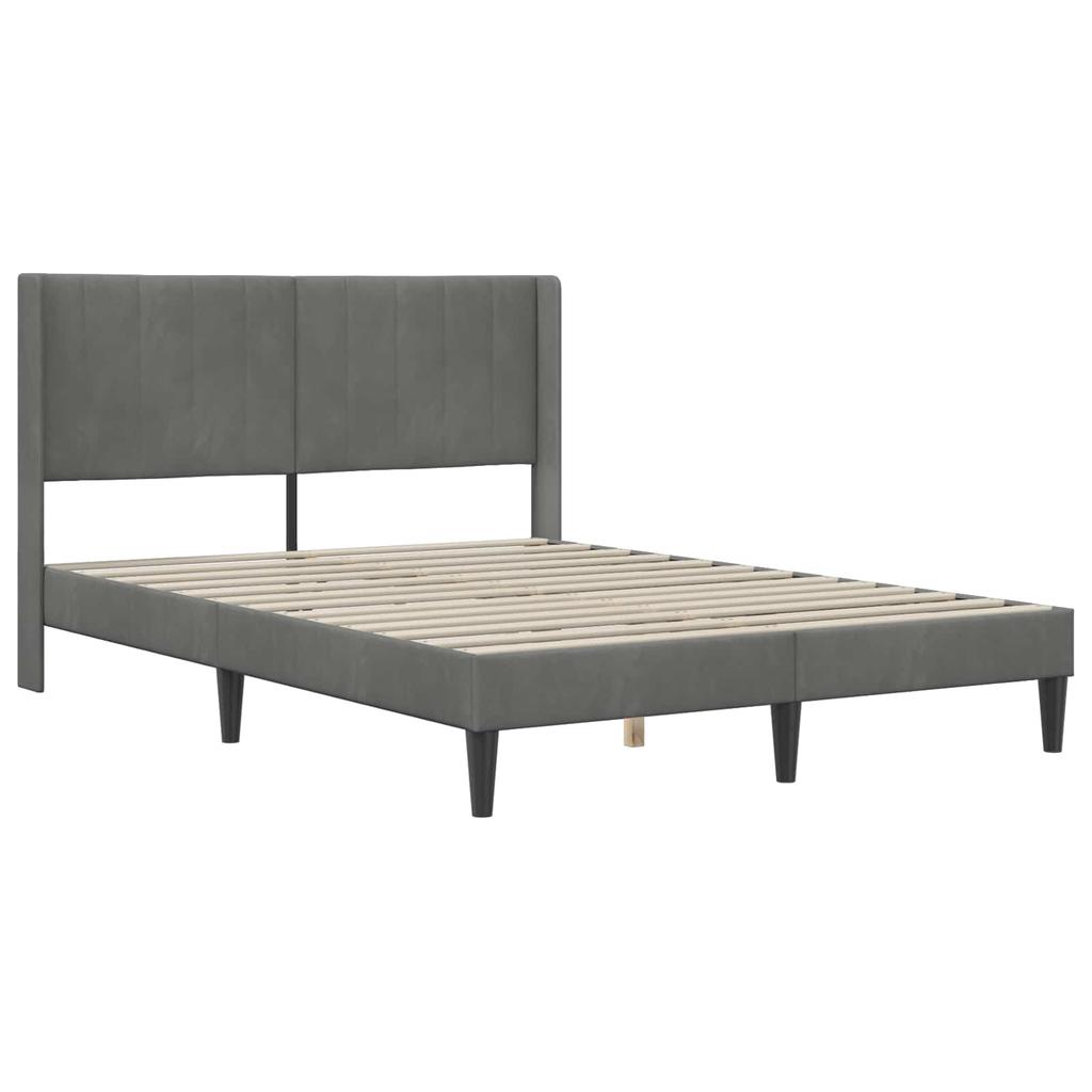 Bed Frame with Headboard Dark Grey 120 x 190 cm Velvet