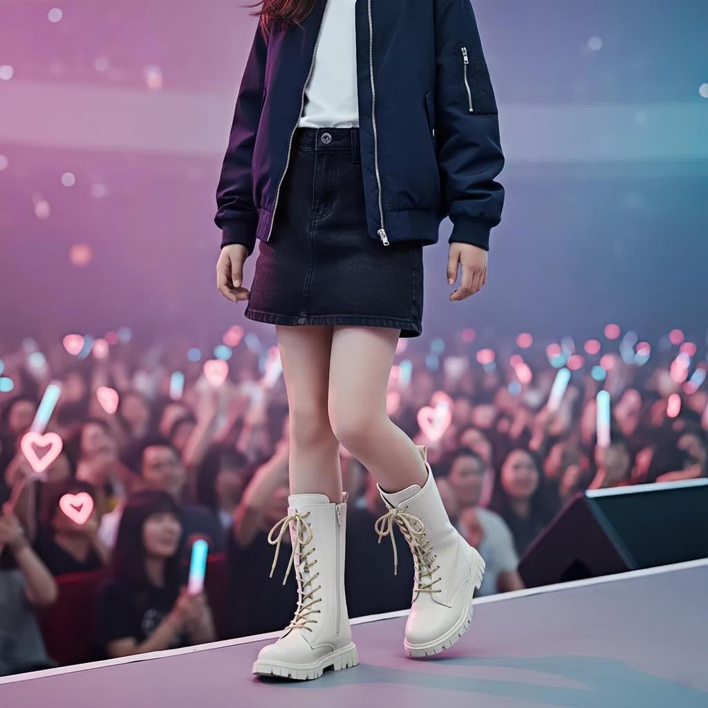 Dívčí kozačky Krátké kotníkové boty Boční zip Měkká podrážka Kožené Společenské Jezdecké boty Pro děti