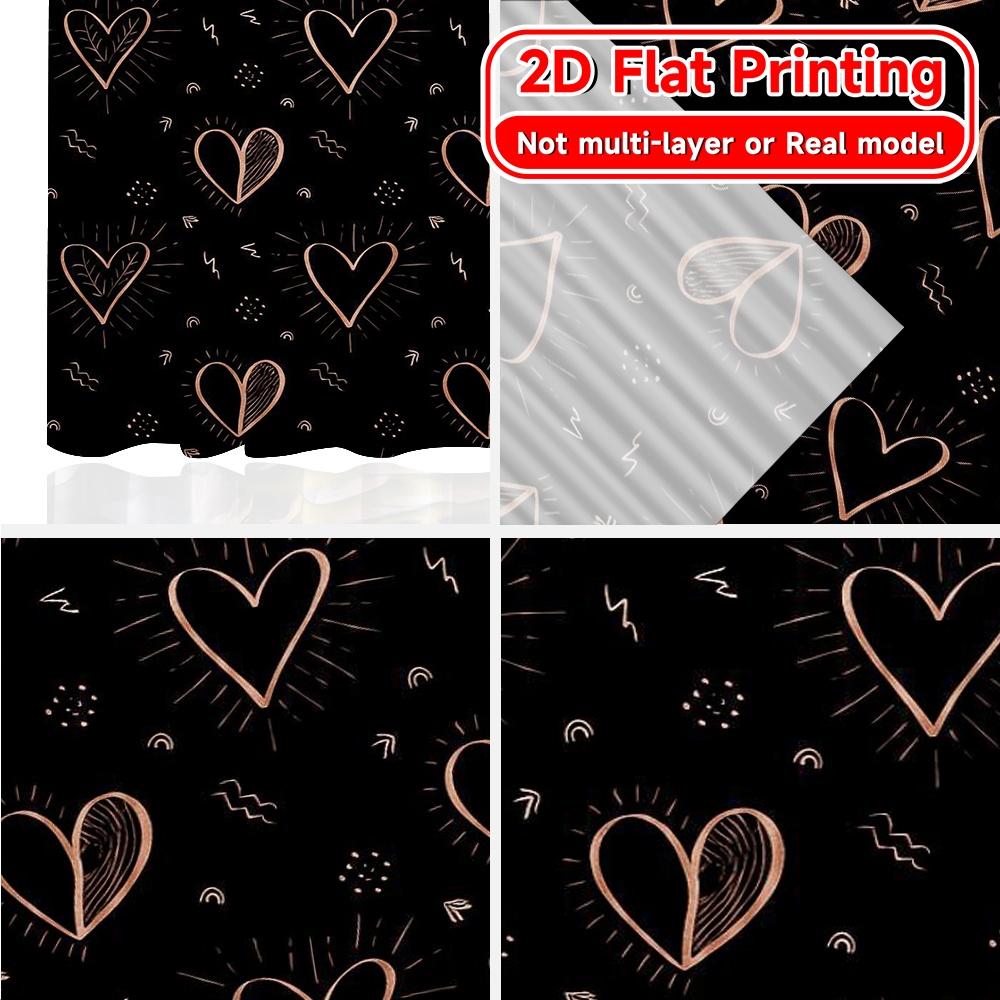 Set Of 2 Flat Printing Curtains Without Rod Heart Pattern Popular Drapes Festival Versatile Durable Polyester Curtain