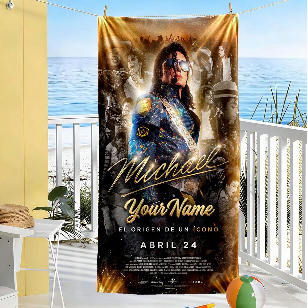 Michael Jackson Personalized Name Beach Towel Soft Durable Quick-Dry Ideal for Travel Outdoor Swim Pool Yoga Surf Camping Hiking Gym Gift Holiday