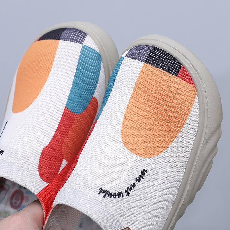 Cloth Shoes Casual Fly Weaving Sports Painted Single Shoes, Breathable Soft Sole Fashion Stirrups Women's Shoes