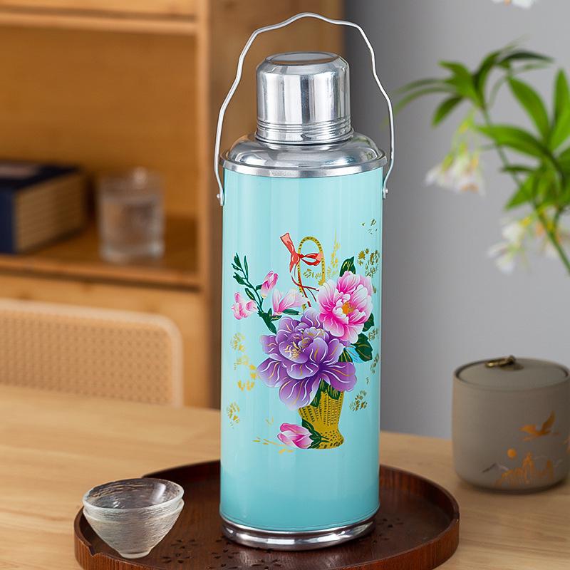 Vintage Chinese Style Aluminum Hot Water Bottle Thermos