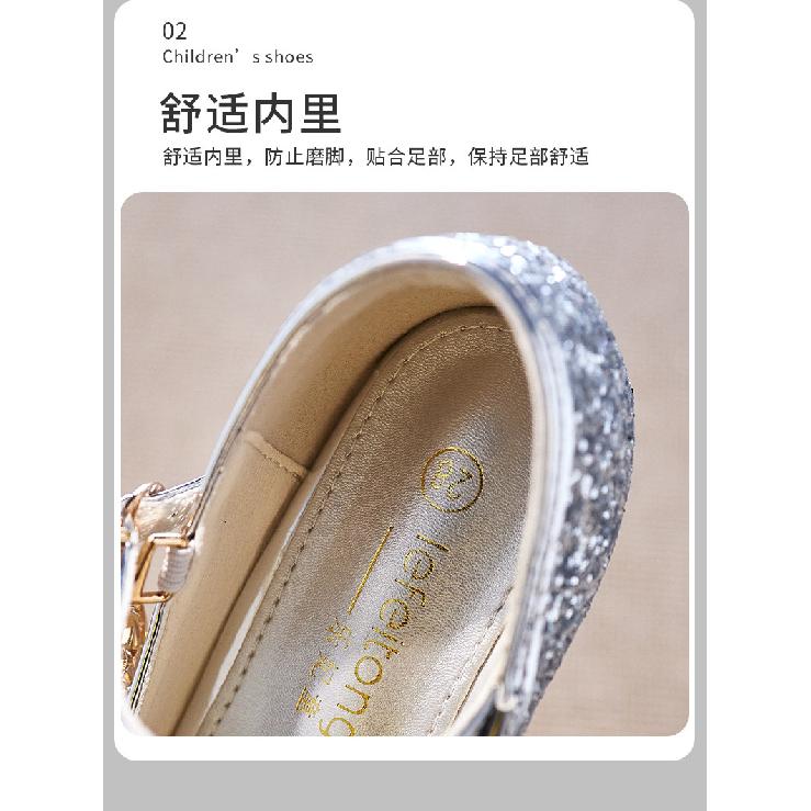 Children's High Heels Fashion Spring Autumn Girls' Single Shoes Little Girls gold silver Non-Slip Shoes Host Performance Shoes