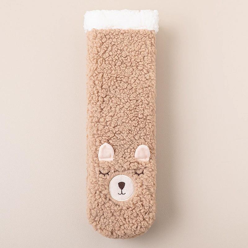 

1 пара Домашний текстиль Мягкие носки для пола Мультяшные носки из овчины Теплые носки с животным принтом Снежные носки Домашние носки коричневый