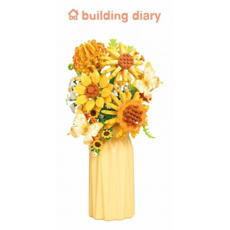 Romantic Flower Bouquets Building Blocks Set - Floral Assembly Construction Toy For Holiday Gift Idea