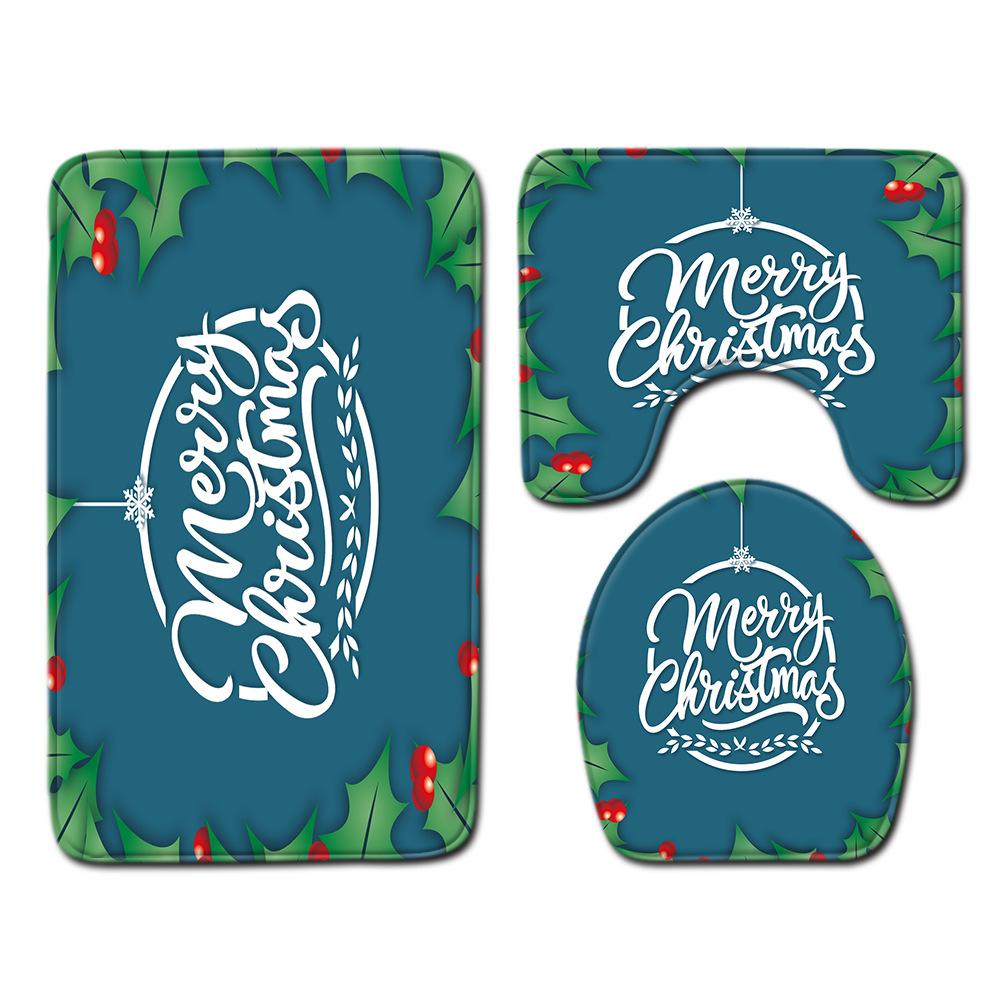 Christmas Bathroom Floor Mat Toilet Three-Piece Set
