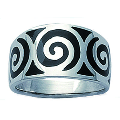 Silver Ring 'Mosaic' Black Silver - 11 Mm