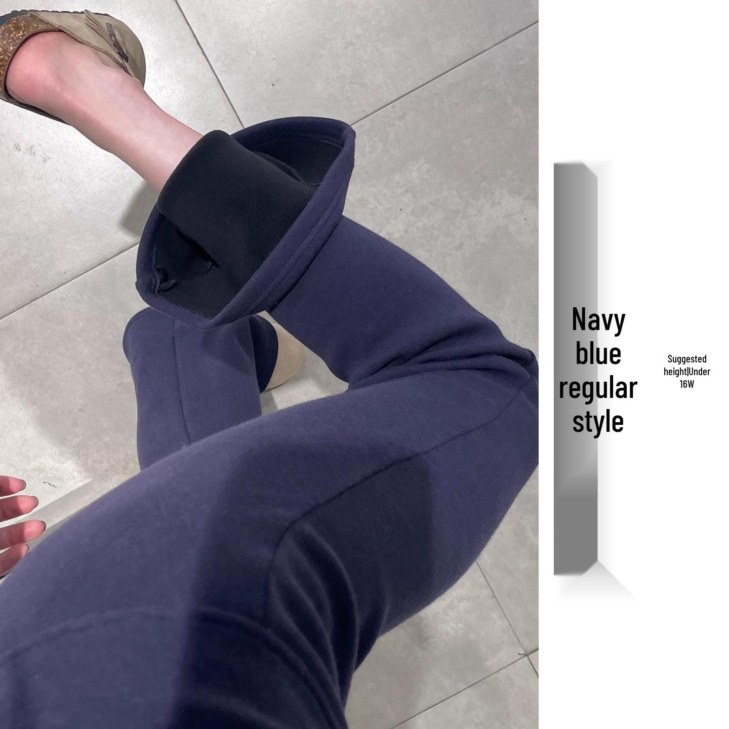 

Women s Dark Blue Micro-Flare Velvet-Lined Low-Waist Slimming Sweatpants for Autumn/Winter XL