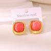 French Fashion Resin Cube 18k Stud Earrings for Women's Daily Wear
