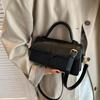 Olive Green PU Leather Patchwork Handbag For Women Flip Cover Crossbody Bag With Top Handle Casual Daily Shoulder Bag