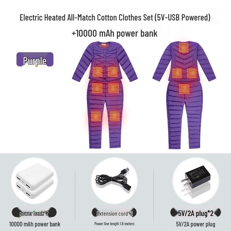 Carbon Fiber Heated Winter Cotton Clothing Set with Three-Speed Temperature Control