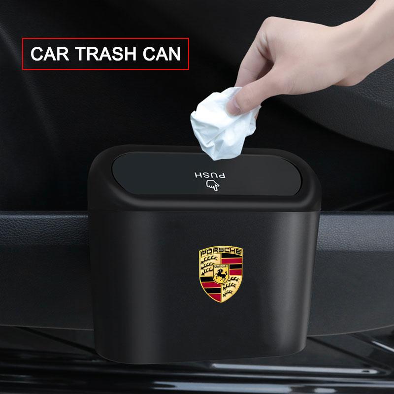 Car Vehicle Case Storage Box Black ABS Square Pressing Trash Can For Porsche Cayenne Macan 911 Gt3 918 928 944 968 Boxster Panamera
