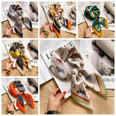 70*70cm Printed  Square Shawls and Wrpas Scarves for Ladies Kerchief Hairband Neckerchief Head Hijab Lady Headband Foulard Bag Ribbon