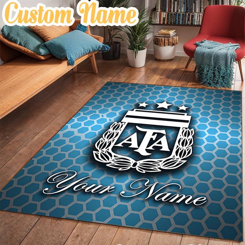 Custom Name Argentina Football Crest Rug Office Rug Chair Mat Non Slip Carpet Rugs for Bedrooms Dining Room Living Room Home Decor gifts