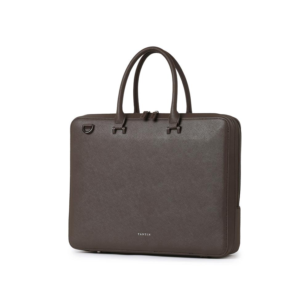 Tantin Noble Briefcase Cowhide Document Bag T13807 Brown