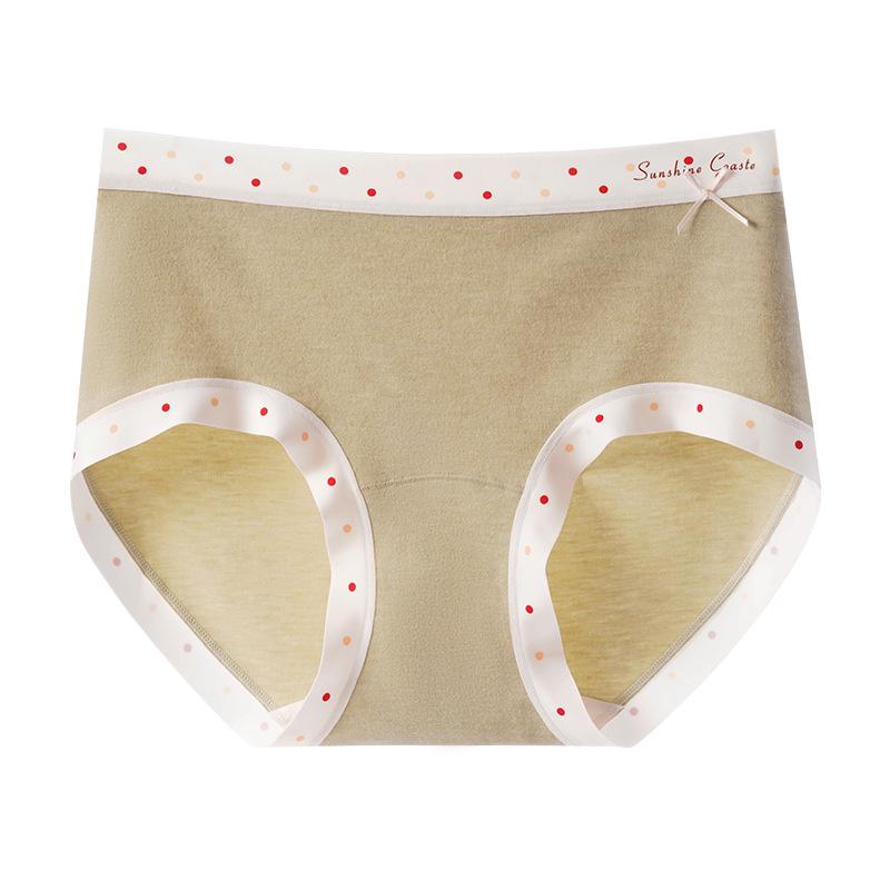 2025 Autumn/Winter Brushed Pure Cotton Mid-Waist Warmth Retention Girls' Briefs with Antibacterial Crotch