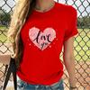 Women's Casual Fashion Large Yards Of Love Print Round Neck T-shirt