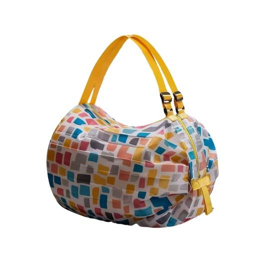 Handbag Foldable Reusable Shopping Bag with Strap Shoulder or Hand Carry Washable Nylon Tote Bag for Grocery Travel Outdoor Use