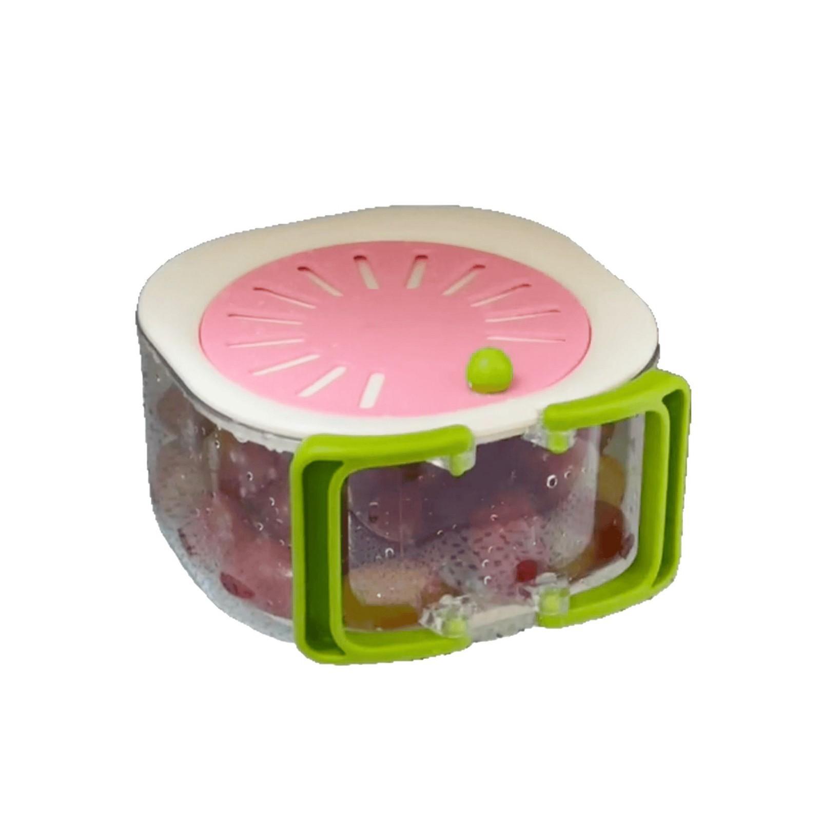 Great kitchen items: faucet for washing vegetables, basin for washing fruits, draining basket, and fruit platter